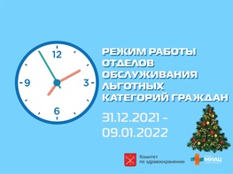 

Режим работы отделов обслуживания льготных категорий граждан в новогодние праздники рисунок
